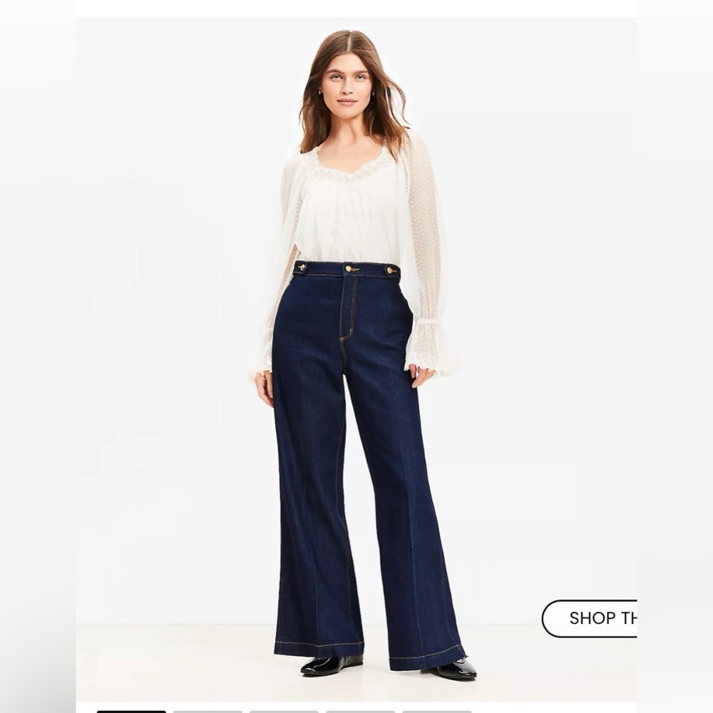 LOFT Refined High Rise Trouser Jeans in Rinse Wash